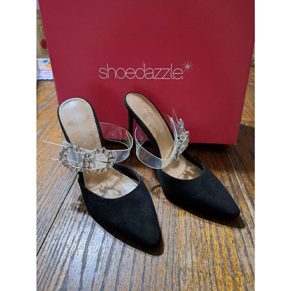 New 6.5 Shoedazzle Joselin Black Rhinestone Stiletto Pump High Heel Dress Shoes